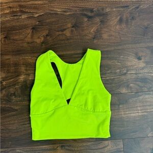 Bright green/‎ yellow deep v cropped top - size s